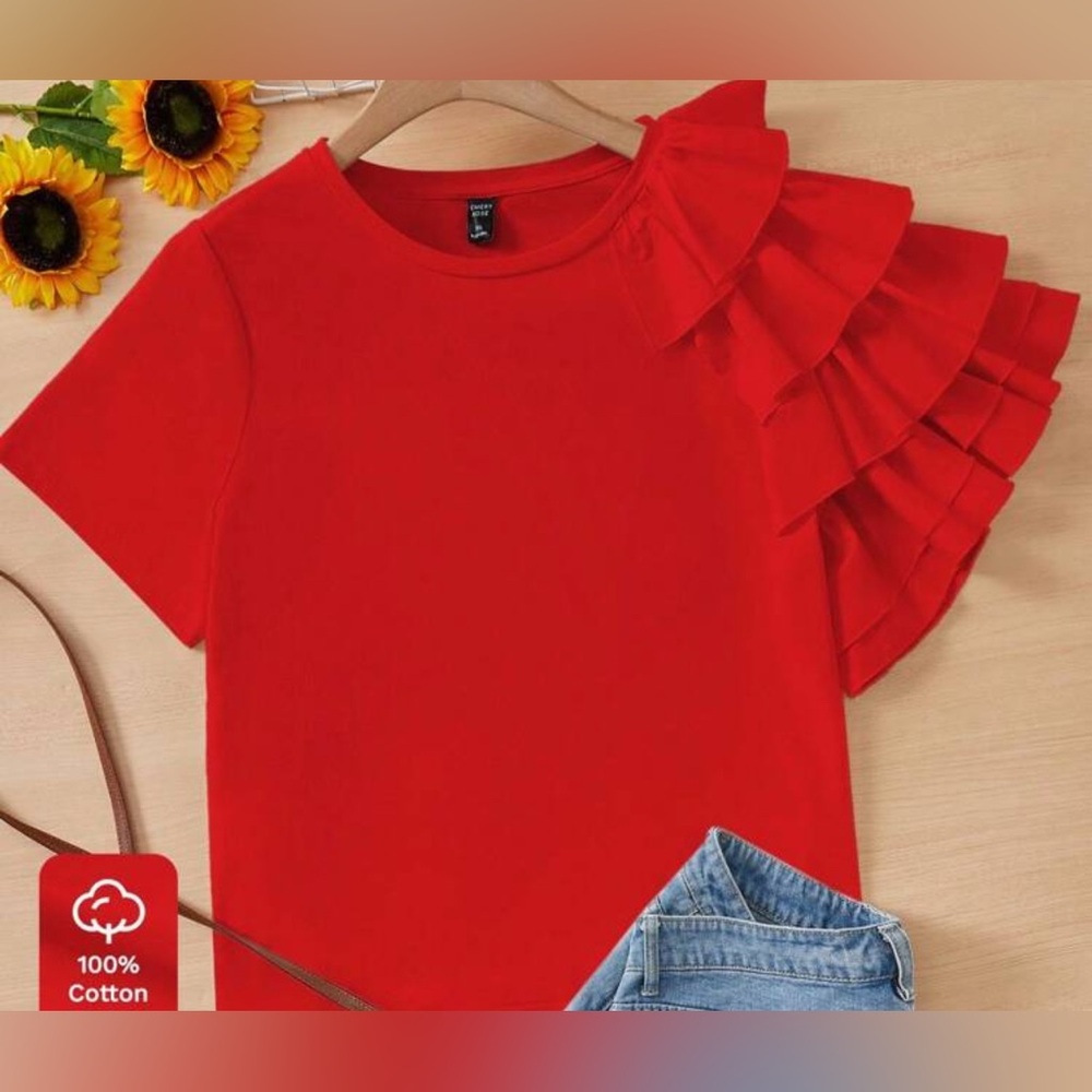 Red Ruffled Top